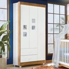 Imagem de Guarda Roupa de Bebê 3 Portas Life Flex Branco/Ypê