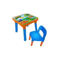 Imagem de Mesinha Com Divisórias E Cadeira Dino - Criança Mesa Bebê Menino Azul