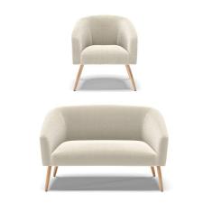 Imagem de Sofá Namoradeira E Poltrona Pé Palito Natural Stella Bouclê D03 - D`rossi Cor Bege