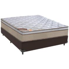 Imagem de Cama Box Marrom e Colchão Revolution Tecnopedic Molas Casal Castor