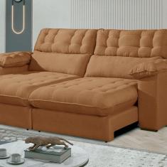 Imagem de Sofá Retrátil e Reclinável Barcelona 230 cm Veludo com Molas Ensacadas Cobre Terracota