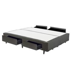 Imagem de Cama Box CASAL Bipartido Universal 4 Gavetas Cinza - 138x188