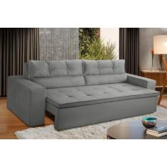 Imagem de Sofá Retrátil E Reclinável 3 Lugares Com Molas 1,80M Vegas Suede Cinza