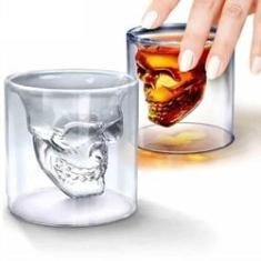 Imagem de Kit 2 Copos Shot Caveira P/ Dose 75ml Tequila Whisky Cristal Skull