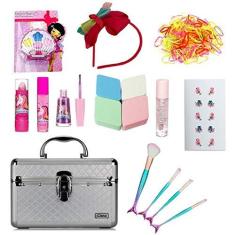 ERYUE kit de maquiagem infantil para menina,Kit de maquiagem para meninas  Real Kids Make Up Set Cosmetics Play Set Cofre lavável com bolsa de