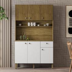 Imagem de Armário De Cozinha Compacta 6 Portas 1 Gaveta Style - Freijó-supremo-cp-ripado Freijó Freijó-supremo-cp-ripado Freijó