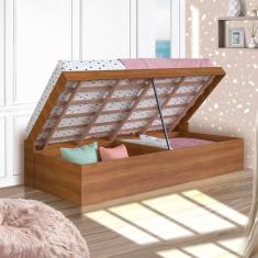 Imagem de Cama Multifuncional De Solteiro Com Baú Nogal Elpe Shop Jm