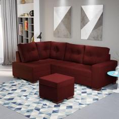 Imagem de Sofá de Canto com Puff 7 Lugares 238cm Gávea Montreal Vermelho