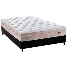 Imagem de Cama Box Casal: Colchão Molas Ensacadas Plumatex MasterPocket Miami + Base crc Suede Black(138x188)