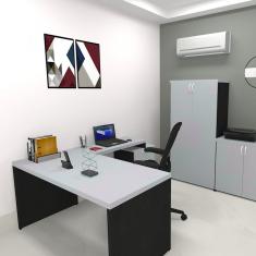 Imagem de Mesa Reta Natus 40mm 150 Bramov Móveis Preto/Cinza Cristal