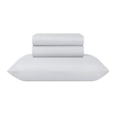 Imagem de Jogo De Lençol Elástico Casal Padrão Cama Box 4 Peças Sultan Branco