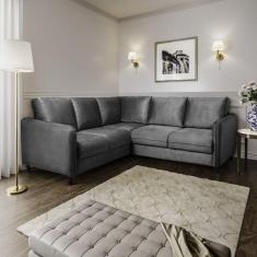 Imagem de Sofá de Canto Orquídea 5 Lugares em Veludo Cabecasa Madeiramadeira Cinza