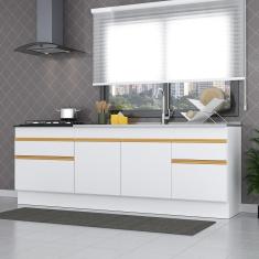 Imagem de Kit 2 Balcões Com Rodapé Gabinete Pia E Cooktop Branco