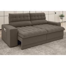 Imagem de Sofá Daytona 2,50M Assento Retrátil E Reclinável Velosuede Marrom - Netsofas