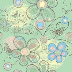 Imagem de Papel de Parede Adesivo Floral Verde 210135 Rolo 0,58x3M