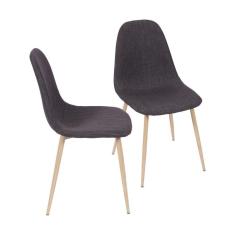 Imagem de Kit 2 Cadeiras Charla Linho Em Grafite Base Madeira