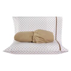 Imagem de Jogo de Cama Chicago Estampado Caqui Poá Queen 03 Peças - Percal 140 Fios