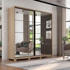 Imagem de Guarda Roupa Casal Belga 2 Portas c/ 2 Portas Em Espelho c/ Pés Ave/graf - Demartez