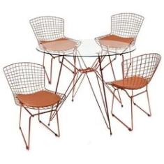 Imagem de Conjunto 4 cadeiras Bertoia cobre + mesa com vidro - Poltronas do Sul