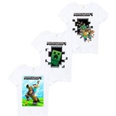 Imagem de Camiseta Infantil Game Minecraft Kit Com 3 Peças