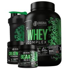 Imagem de Kit Whey Complex  Blend + Bcaa + Creatina + Shaker-Unissex