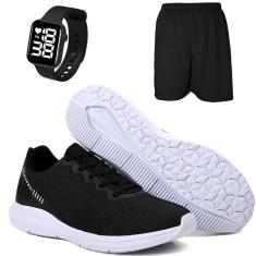 Imagem de Tenis Esportivo 2000 Corrida Academia Confortavel Leve Novo + Relogio + Short-Unissex