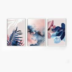 Imagem de Kit 3 Quadros Com Moldura  Minimalista Planta 60X40Cm