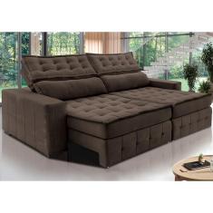 Imagem de Sofá Retrátil E Reclinável 2,95M Cama Inbox Big Puffer Com Softgel D40 Velupluma Café