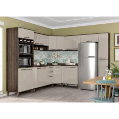 Imagem de Armário de Cozinha Completa de Canto com 9 Peças e Tampo Sara Luciane Móveis