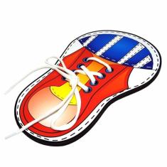 Imagem de Divertilaço Alinhavo Tênis Brinquedo Educativo Em Madeira