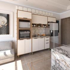 Imagem de Cozinha Modulada Compacta 4 Peças Com Balcão Aéreos E Tampo Aspen Luci