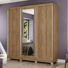 Imagem de Guarda-Roupa Casal Kappesberg 3 Portas Reversiveis de Correr 3 Espelhos 3 Gavetas Nogueira