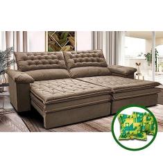 Imagem de Sofá Retrátil e Reclinável 2,12m Molas Ensacadas Cama Inbox Alemanha Viscoelástico Velusoft Castor