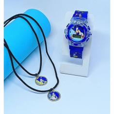 Imagem de Kit Relógio Infantil Digital Pisca Luz Toca Musica + Colar de Amizade Best Friends Personagem Aranha Frozen Friend Moda