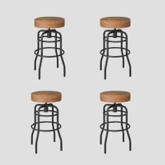 Imagem de Conjunto 4 Banquetas de Aço 70cm Giratória Paris
