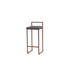 Imagem de Banqueta Alta Decorativa Pietra Em Linho Com Armação Dourada - Neros I