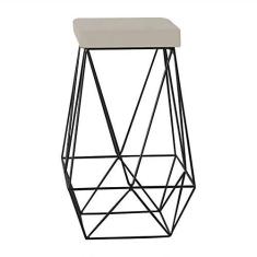 Imagem de Banqueta Decorativa Kathy Base Preta Suede Bege - Gran Belo