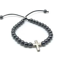 Imagem de Pulseira de Hematita Crucifixo Regulável