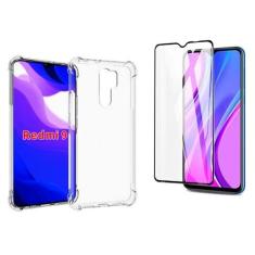 Imagem de Capinha Case Antishock Reforçada Nas Bordas Xiaomi Redmi 9 + Película Vidro 3D 9D