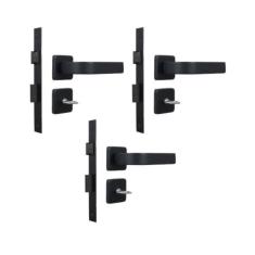 Imagem de Kit 3 Fechaduras Para Banheiro Roseta Módena Preto Fosco MGM 40mm