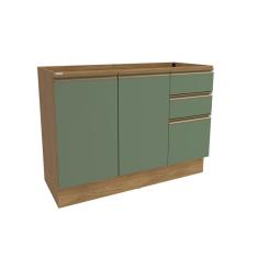 Imagem de Balcão de Pia Celeste Kappesberg 100% mdf 2 Portas 3 Gavetas Nogueira/Verde 120cm