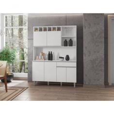 Imagem de Kit Armario Cozinha Compacta Alice 130cm 6 Portas Cor Branco Ajl