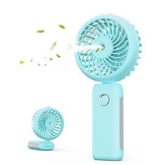 Imagem de RNKRUN Ventilador portátil de nebulização, ventilador dobrável recarregável por USB de 4000 mAh, pulverizador operado por bateria, ventilador de névoa de água, maquiagem, vaporizador de rosto pequeno
