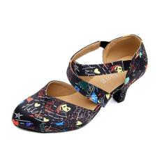 Imagem de YYTing Tênis de dança de salão feminino Swing Latin (bico fechado, sola de camurça, fecho elástico) salto de 6,3 cm YT28, Padrão misto - salto de 6,3 cm, 36