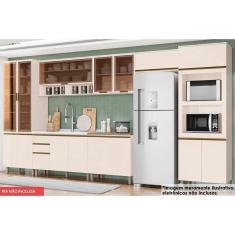 Imagem de Kit Cozinha Modulada 8 Peças Connect (3Aéreos+2Balcões+2Paneleiros+1Complemento) C5P75 Off White - Henn