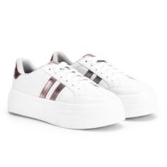 Imagem de Tenis Feminino Sapatenis Sola Alta Listras Casual Original (Branco/onix, BR, Adulto, Numérico, 34)