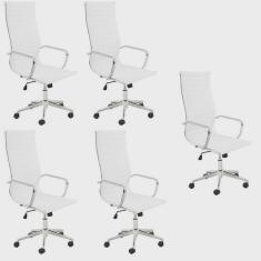 Imagem de Kit 5 Cadeiras de Escritório Presidente Giratória Office Sevilha Alta
