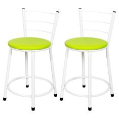 Imagem de Banquetas Baixa Para Cozinha Branca 2Un Assento Verde