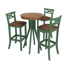 Imagem de Conjunto Mesa Bistrô com 3 Banquetas Verde Valência