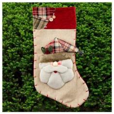 Imagem de Enfeite Natal Bota Meia Tecido Papai Noel 48cm